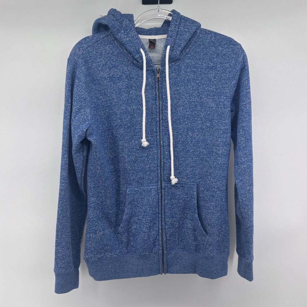 District Blue Heathered Full Zip Hoodie Casual Activewear Womens‎ Size L